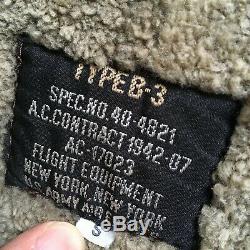 100% Shearling B-3 Flight Jacket Army US Air Forces Vintage Military Bomber sz S