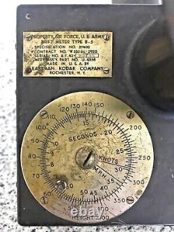 1942 WW II U. S. Army Air Force Bomber B5 Bomb Drift Meter Eastman Kodak