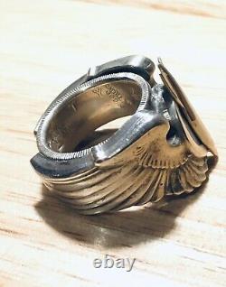 1942 WW2 US ARMY PIN COIN Ring Silver AIR FORCE Bomber Combat Wings Trench Art