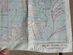 1944 US Army AIR FORCE Pilot SILK Evasion map French Indo China Central China