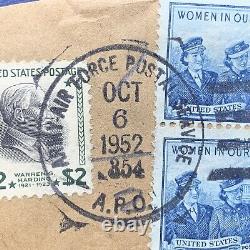 1954 Us Army Air Force A. P. O Cancel Cut Corner With $2 Stamp On Paper Item