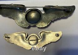 2 WW2 USAAF Army Air Force Navigator Badge Wings Sterling 3 & 2