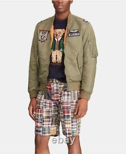 $398 Ralph Lauren POLO Military Pilot Army Twill Bomber Jacket Air Force SIZE M