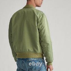 $398 Ralph Lauren POLO Military Pilot Army Twill Bomber Jacket Air Force SIZE M