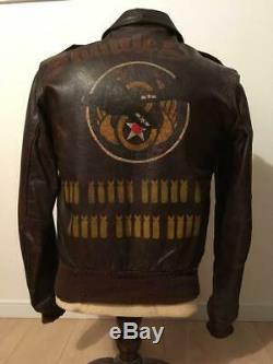 40's Vintage Back Paint A-2 Military Jacket WW2 Size 38 M AIR FORCE U. S. ARMY
