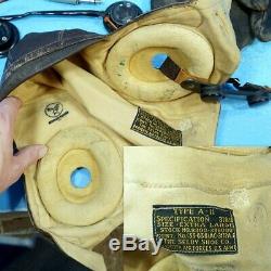 7pc Lot US WWII MILITARY ARMY AIR FORCE PILOT GEAR Leather Helmet