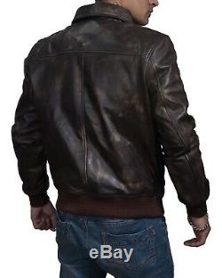 A 2 Bomber USAF AIR Force Flight Distressed Brown Real Leather Jacket