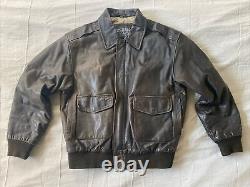 A-2 Flyer's Jacket MEDIUM Leather US ARMY Air Force Bomber Aviator Vintage BROWN