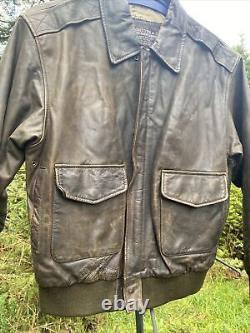 A-2 Flyer's Jacket MEDIUM Leather US ARMY Air Force Bomber Aviator Vintage BROWN