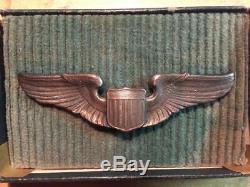 A. E. Co WWII US Army Air Force AAF sterling silver pilot wings in original box 3