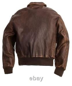 A2 Bomber Aviator AIR Force Flight Distressed Brown Real Leather Jacket Men's