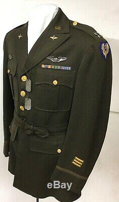 ARMY AIR CORP OFFICER DRESS JACKET 9th Air Force Pilot Clair Leslie flight wings