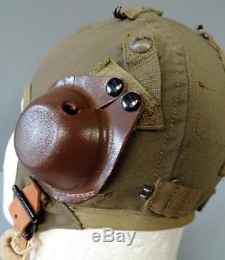 ARMY AIR FORCES TYPE A-9 FLYING HELMET WithORIGINAL EAR CUPS