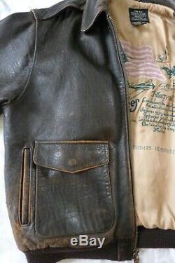 AVIREX A-2 No 30-4015 Brown WWII Army Air Force Leather Bomber Jacket XXL