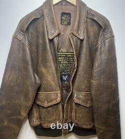 AVIREX Type A-2 1988 Vintage US Army Air Forces Leather Aviator Bomber Jacket XL