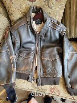 AVIREX Type A-2 US Army Air Forces Leather Aviator Bomber Jacket Size XL