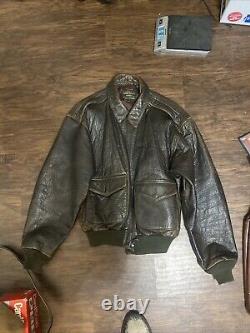 AVIREX Type A-2 Vintage US Army Air Forces Leather Aviator Bomber Jacket Lg