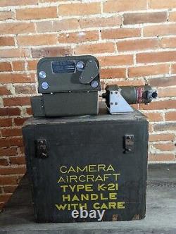 Aircraft Military Camera Type K21 Us Army Air Force Wwii K-21 With Box Vtg