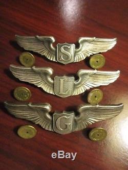 All3 Ww2 A. E. Co. Sterling Service, Liaison, & Glider Pilot Army Air Force Wings