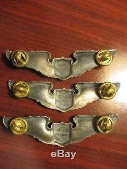 All3 Ww2 A. E. Co. Sterling Service, Liaison, & Glider Pilot Army Air Force Wings