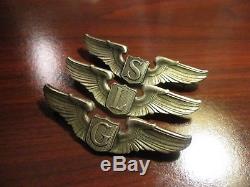 All3 Ww2 A. E. Co. Sterling Service, Liaison, & Glider Pilot Army Air Force Wings