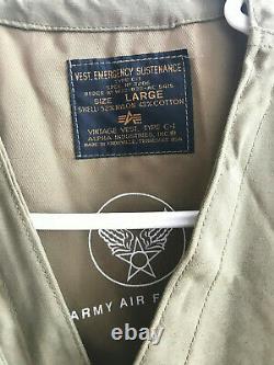 Alpha industries C-1 Emergency sustenance vest Army air force pilot vest sz L