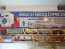 Armed Forces Express HO Scale Railroad Set Army Navy Marines Air Force New