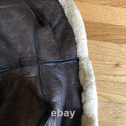 Army Air Force B-3 Flight Bomber Jacket Leather Shearling Brown Military 38 USAF