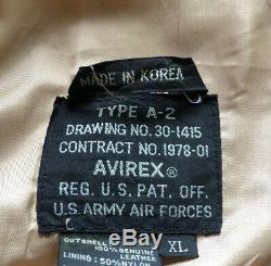 Avirex A-2 Big Beautiful Dolls Leather US Army Air Forces Bomber Jacket Mens XL