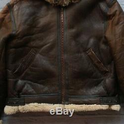 Avirex B-3 Shearling Leather Flight Bomber Jacket US Army Air Forces USAAF Vtg