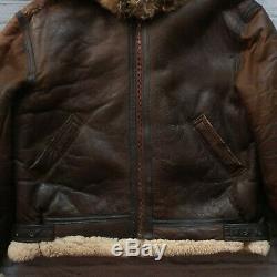 Avirex B-3 Shearling Leather Flight Bomber Jacket US Army Air Forces USAAF Vtg