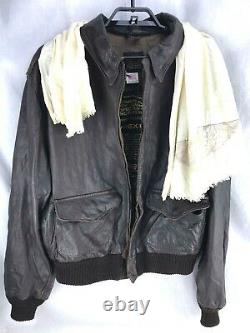 Avirex Leather Bomber Jacket 1978 Vintage US Army Air Force Mens L XL 50 Type A2