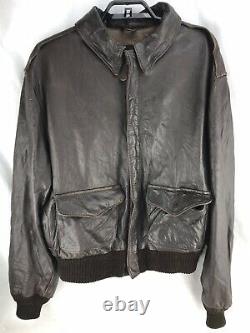 Avirex Leather Bomber Jacket 1978 Vintage US Army Air Force Mens L XL 50 Type A2