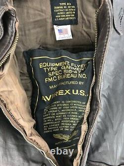 Avirex Leather Bomber Jacket 1978 Vintage US Army Air Force Mens L XL 50 Type A2