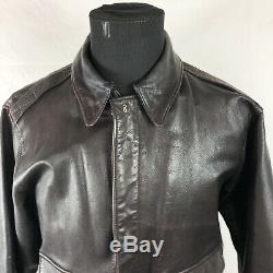 Avirex Type A-2 Leather Bomber Jacket Size 44 Army, Air Force