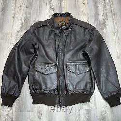 Avirex US Army Air Force Type A-2 Brown Leather Bomber Jacket Zip Up Men Size 44
