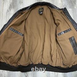 Avirex US Army Air Force Type A-2 Brown Leather Bomber Jacket Zip Up Men Size 44