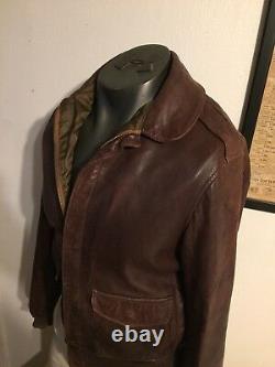 Avirex US Army Air Forces Brown Flight Bomber Jacket Type-A2 Sz M 40 Han Solo