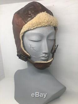 B-5 Flight Helmet WWII US Army Air Force Air Corps Sheep Skin Leather Size Large