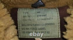 B3 B-3 Shearling Jacket Miller's Flight Clothing Us Air Force Army Style Pat 82