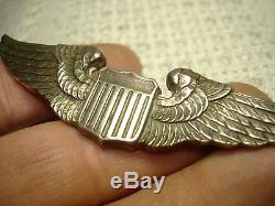 Beautiful Original WWII US Army Air Force Sterling Silver Luxenberg Pilot Wing