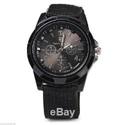 Black Military Army Air Force Soldier Police Swat Airsoft Canvas Strap Watch