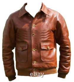 Bomber Waldo Pepper Army Styl Pilot Flight Airforce Crop Jet Real Leather Jacket