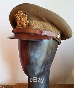 Brilliant WW2 USA USAAF Army Air force Officers Crusher Cap Large Size Original