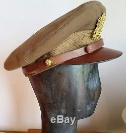 Brilliant WW2 USA USAAF Army Air force Officers Crusher Cap Large Size Original