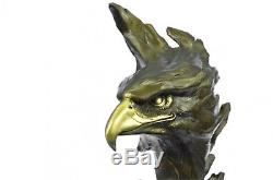 Bronze Sculpture Figure 38x20 cm Marble Eagle Head Bust Military Army Air Force