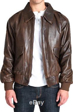 Brown Leather Classic Air Force A-2 Bomber Military Flight Jacket