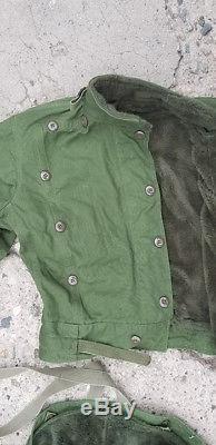 C50 1961 2pc Sweden Vintage Motorcycle Army Jacket Pants Snow Liner Air Force