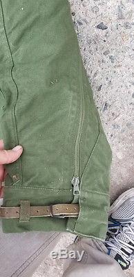 C50 1961 2pc Sweden Vintage Motorcycle Army Jacket Pants Snow Liner Air Force