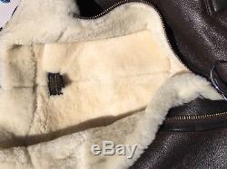 COCKPIT Leather Jacket Shearling B-3 Bomber Flight Air Force US Army (New $1100)